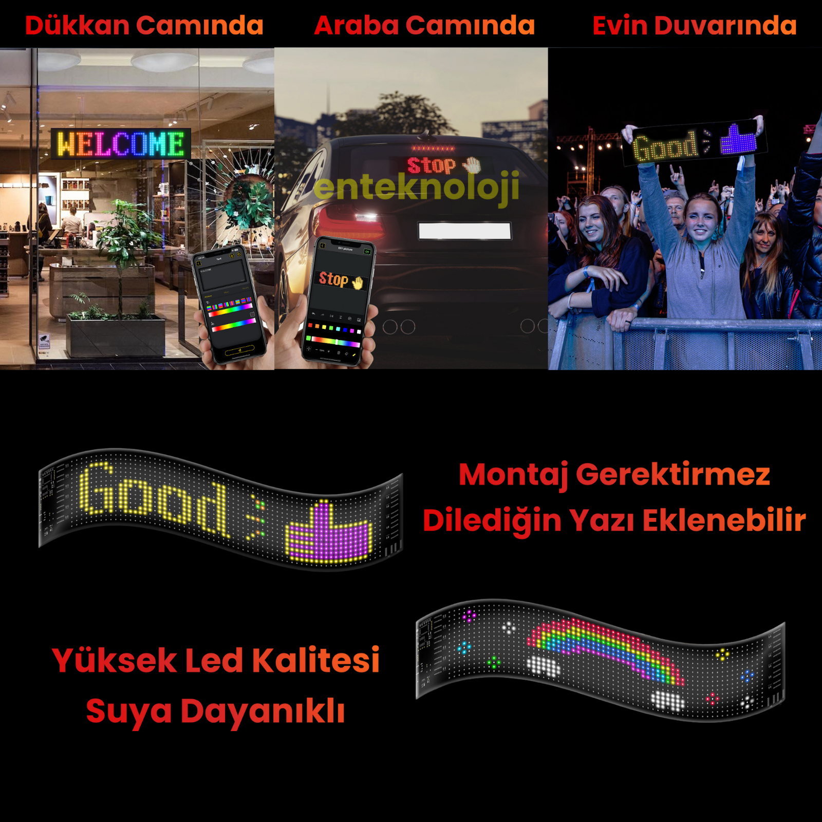 Kişiselleştirilebilir Matrix Car LED Ekran (37x9cm)