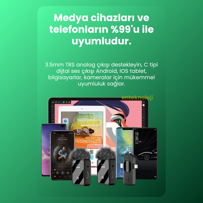 Kablosuz Tüylü Yaka Mikrofonu Wireless Şarj Kutulu F15-2