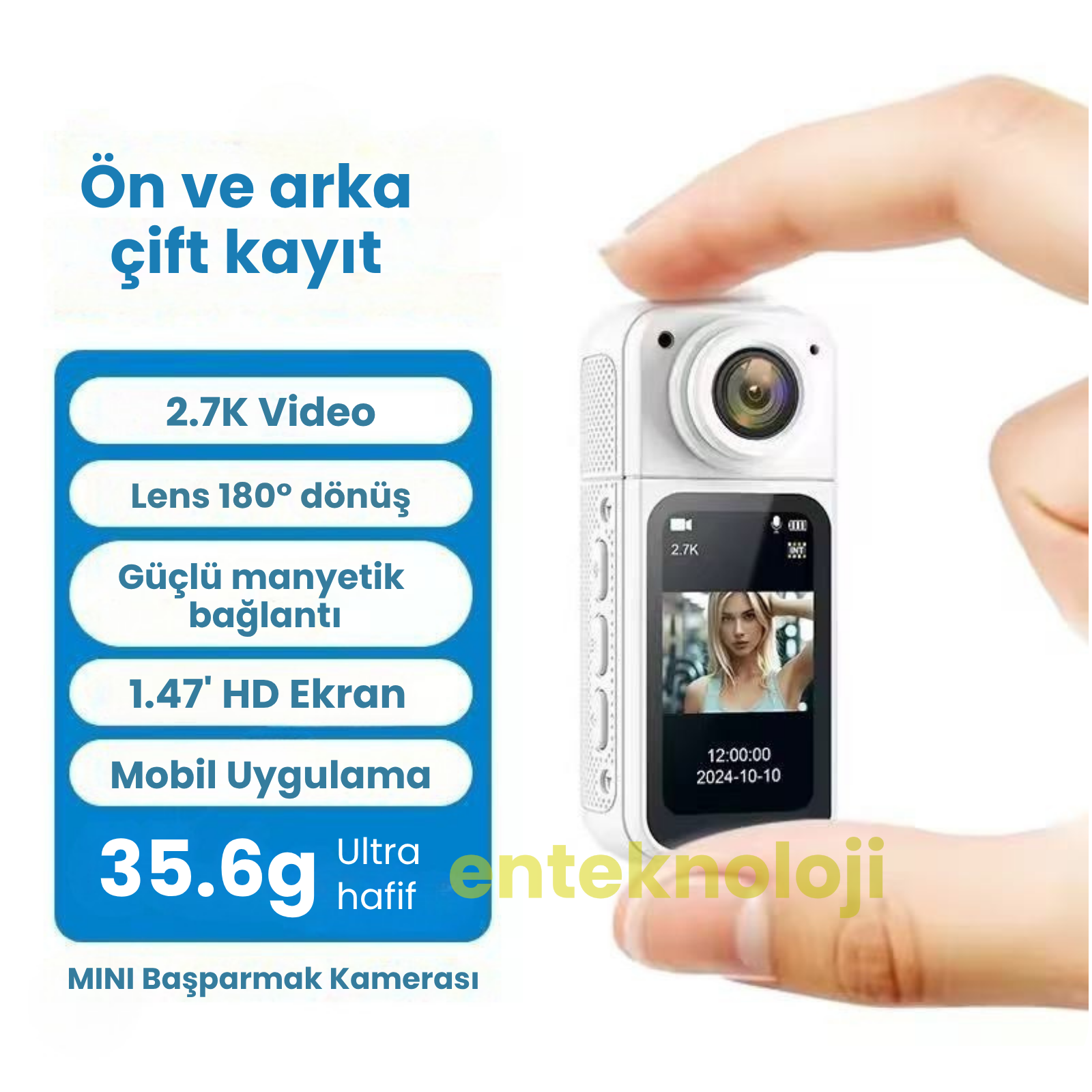 Thumb POV 1080p Aksiyon Kamerası (Manyetik Kolyeli)