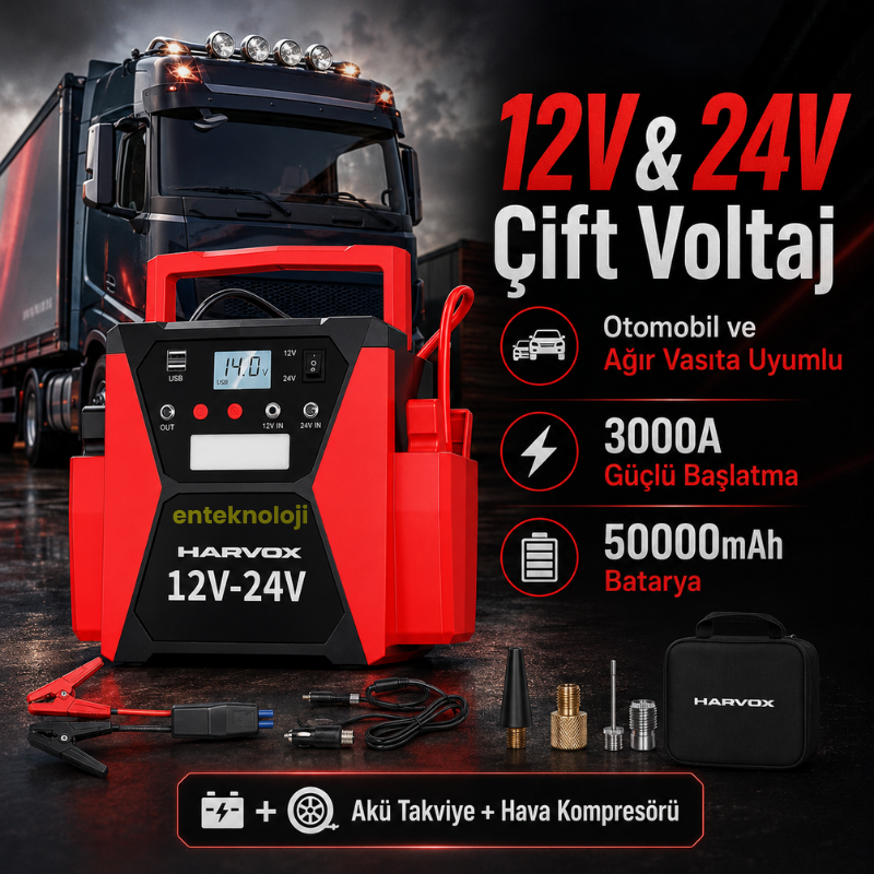 Harvox Akü Takviyeli Hava Kompresörü JS-007
