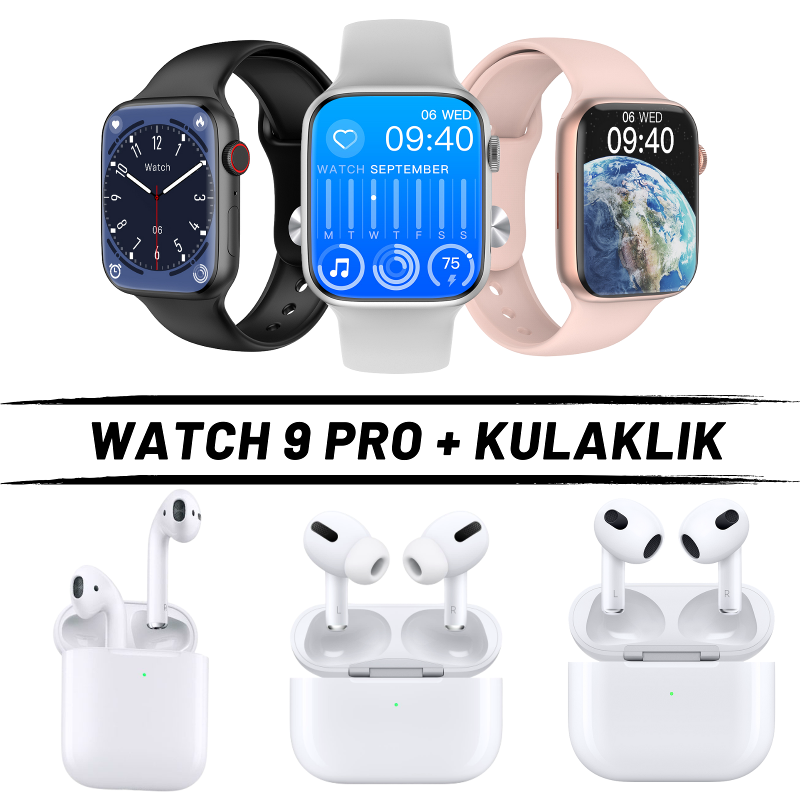 Watch 9 Pro Akıllı Saat + Kulaklık
