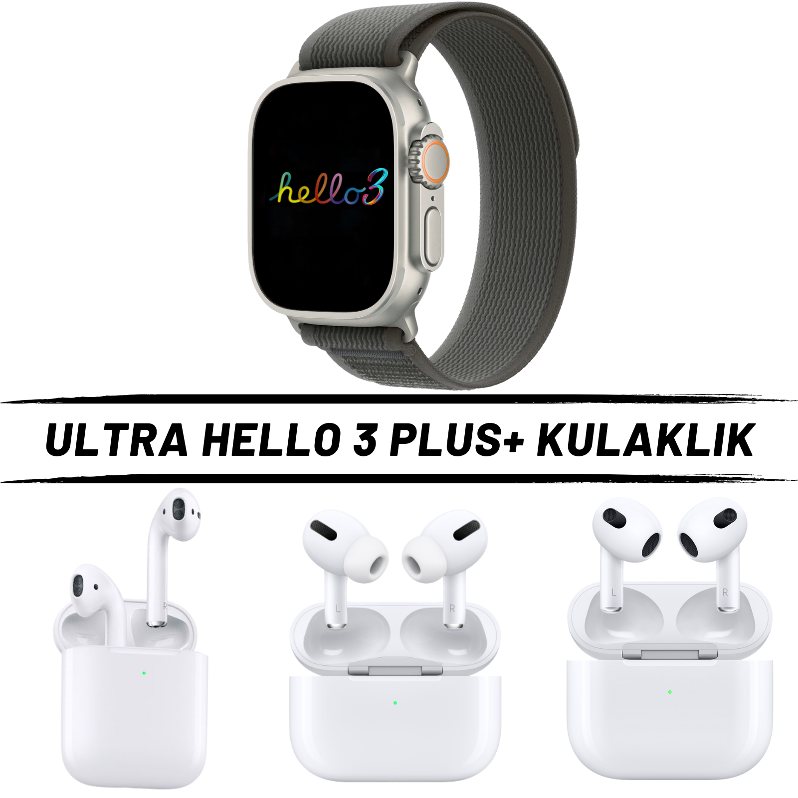 Watch Ultra Hello 3 Plus Akıllı Saat + Kulaklk
