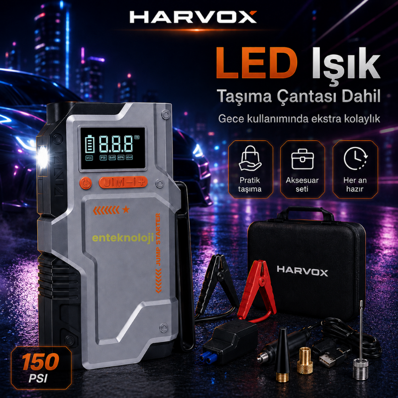 Harvox Akü Takviyeli Hava Kompresörü JS-006