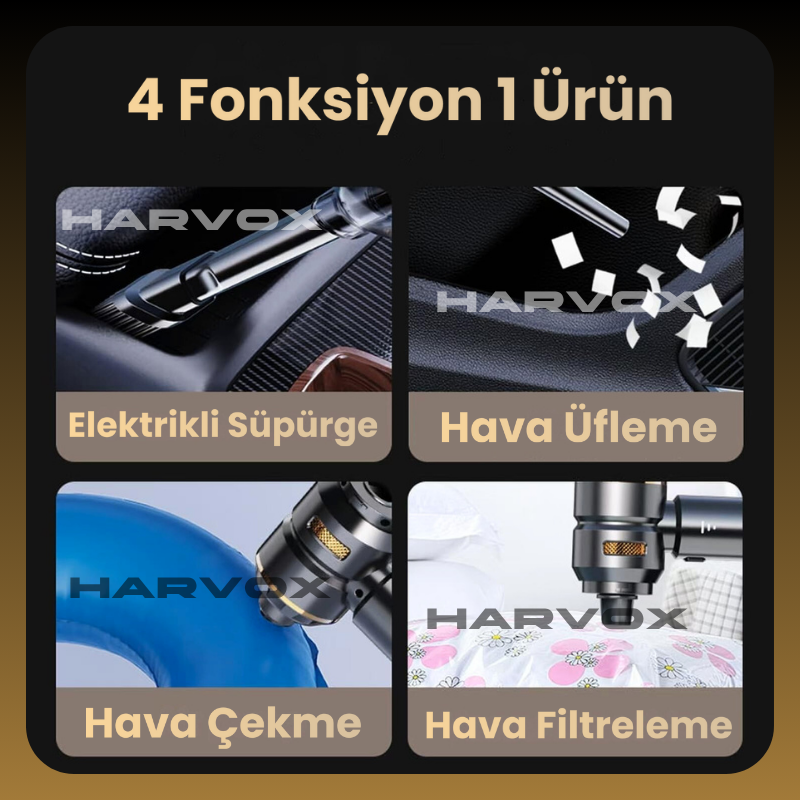 Harvox Araç İçi Süpürgesi HXVC-002 (Kahverengi - Siyah)