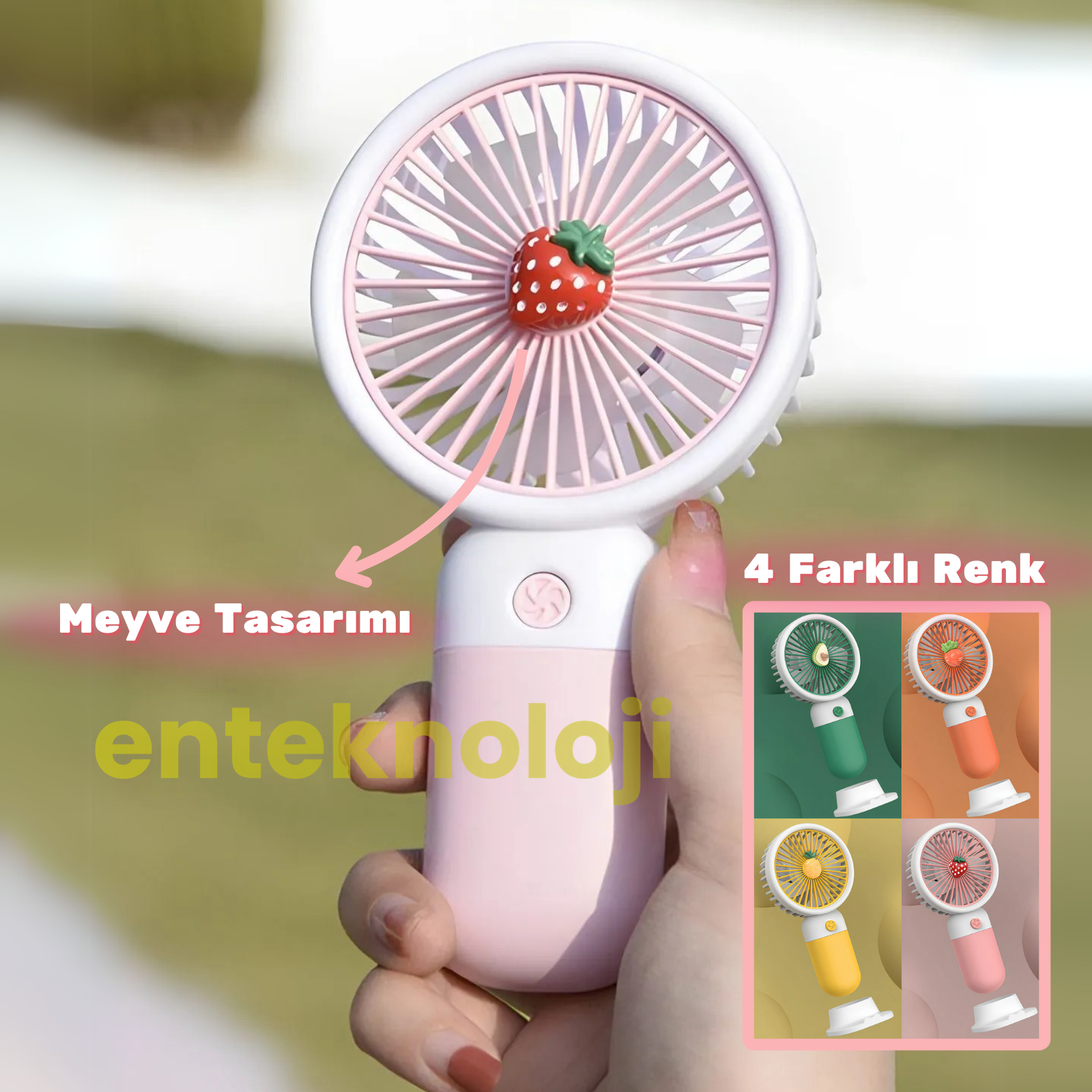 Meyve Emojili Mini El Fanı