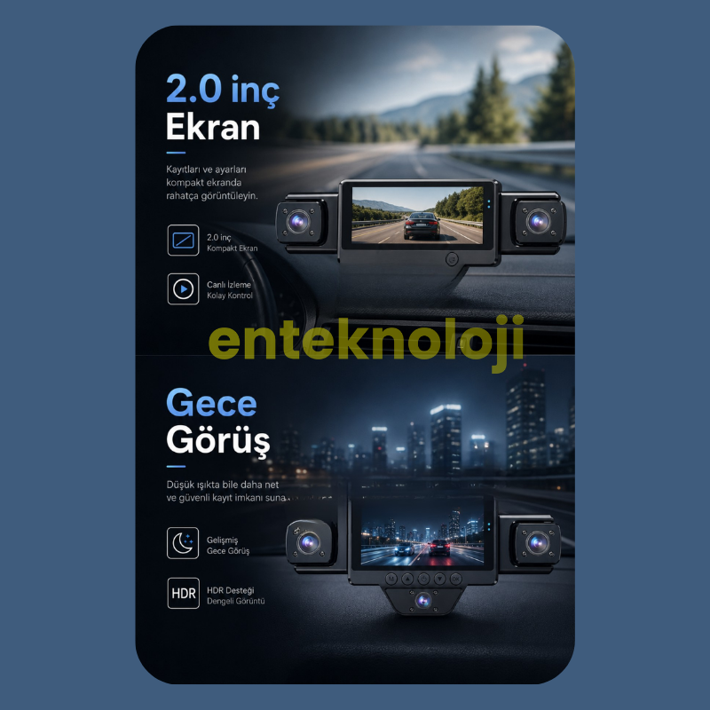 Araç İçi HD Kamera 5 Kameralı ( Arka Görüş Kamerası Hediye)