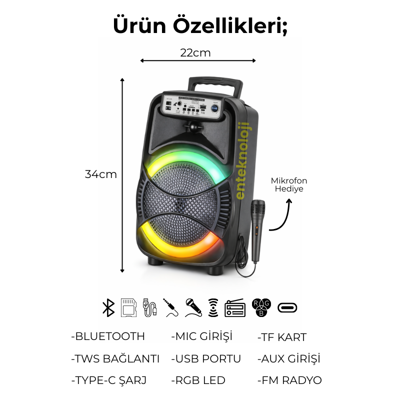RGB Renkli Hoparlör HX-SP-M8101