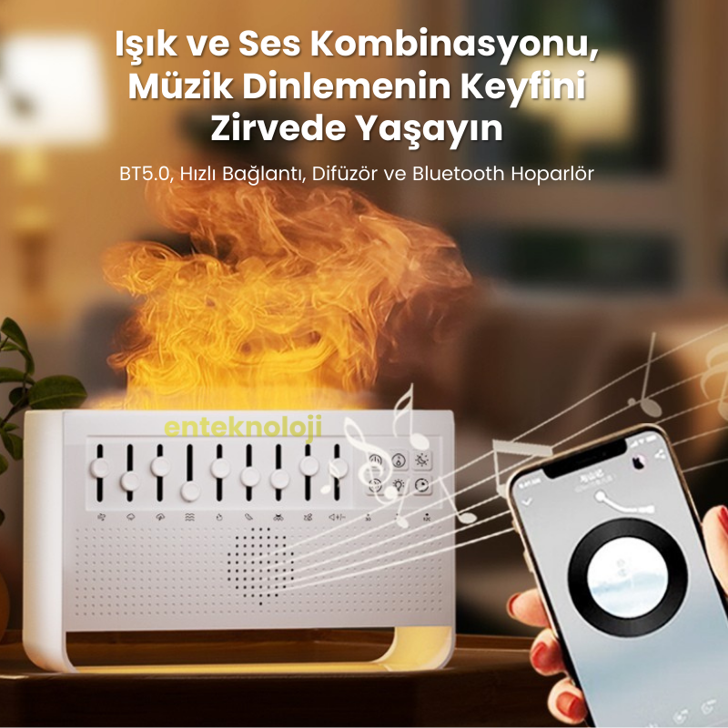 Bluetooth Hoparlörlü Doğa Sesli Hava Nemlendirici