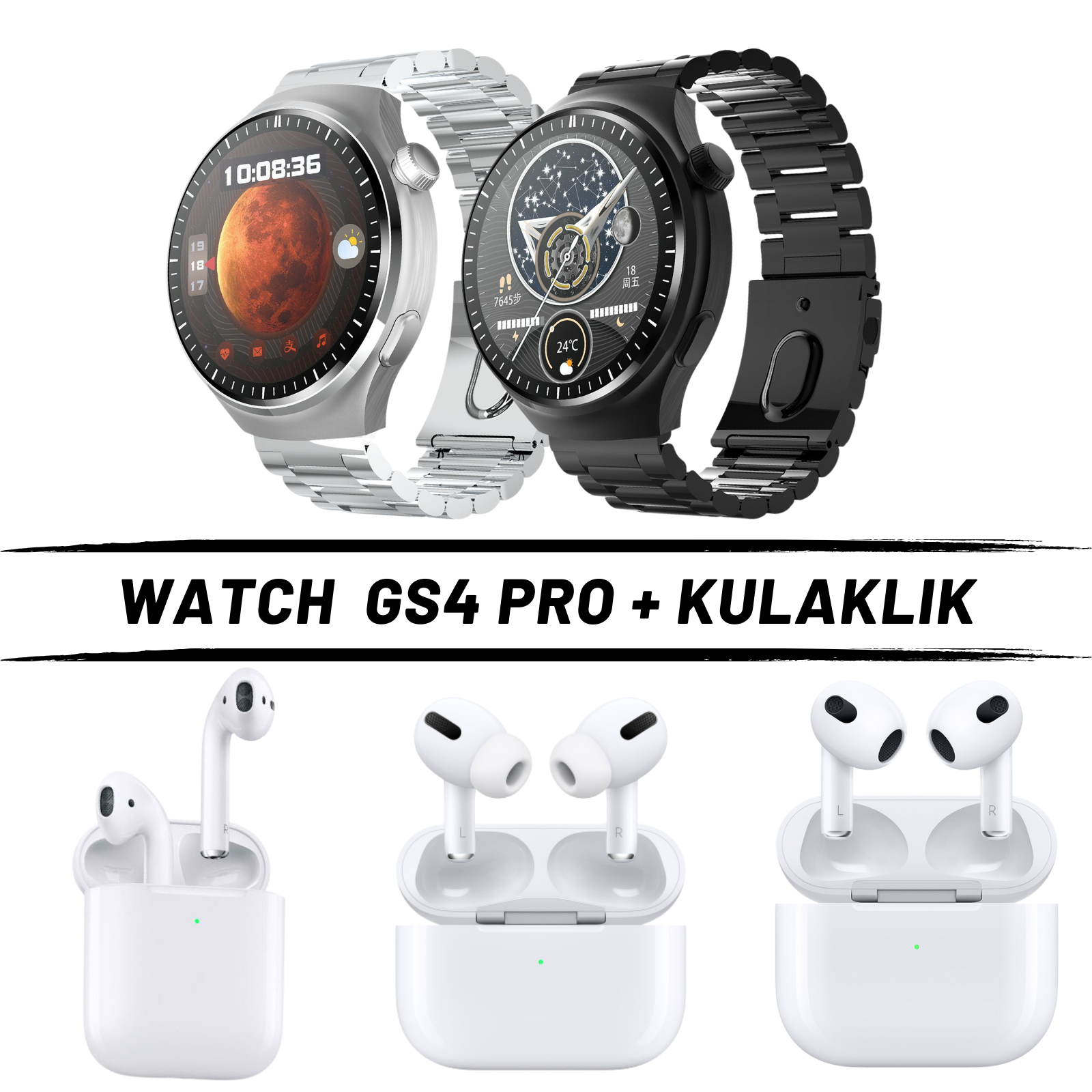 Watch GS 4 Pro Akıllı Saat + Kulaklık