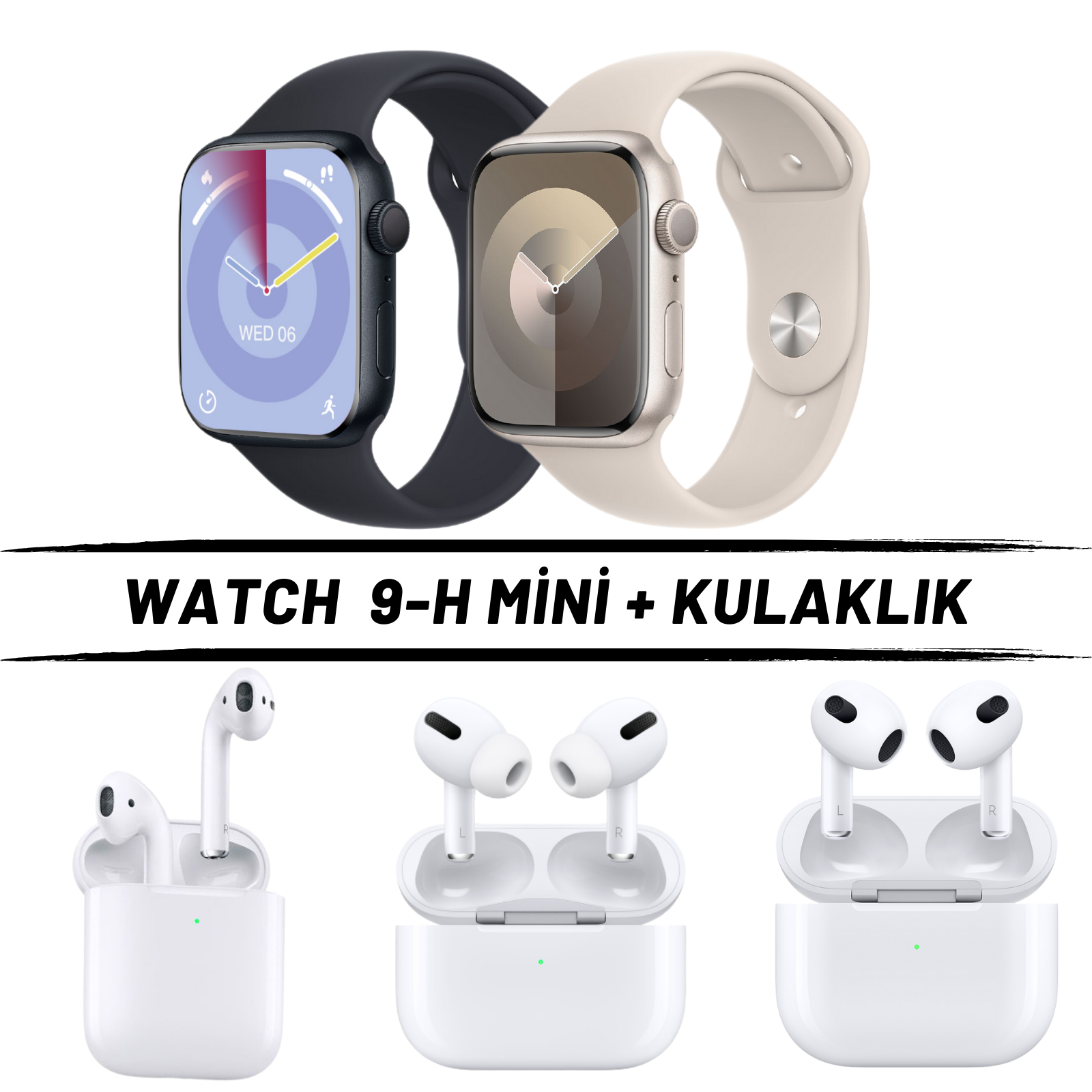 Watch 9-H Mini Akıllı Saat + Kulaklık