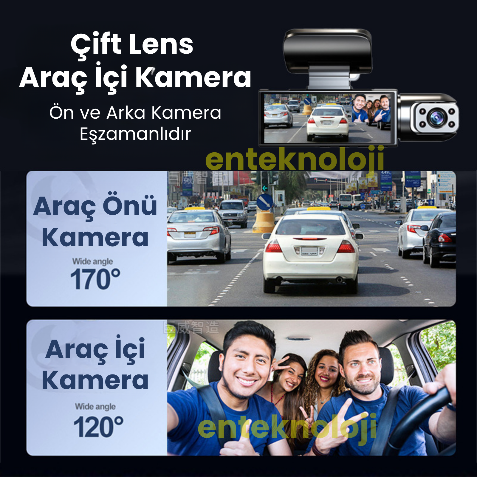 Araç İçi Hd Kamera 2 Kameralı M8-D8