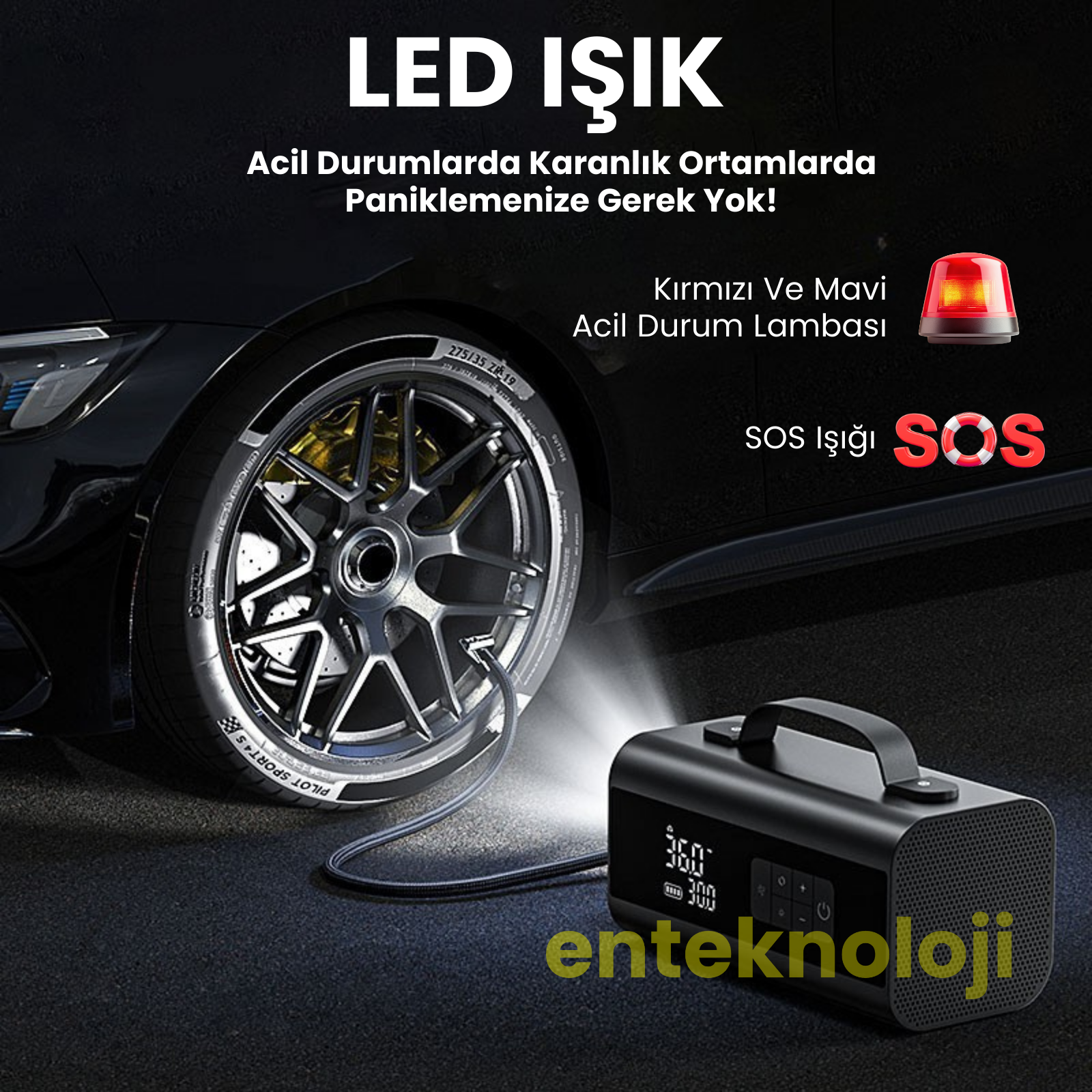 Harvox Araç Süpürgeli Akü Takviyeli Hava Kompresörü HXJS-001