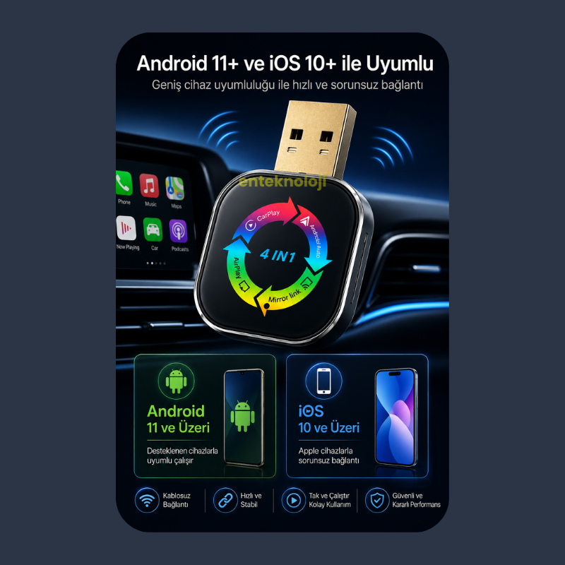 4in1 Kablosuz Carplay Dönüştürücü