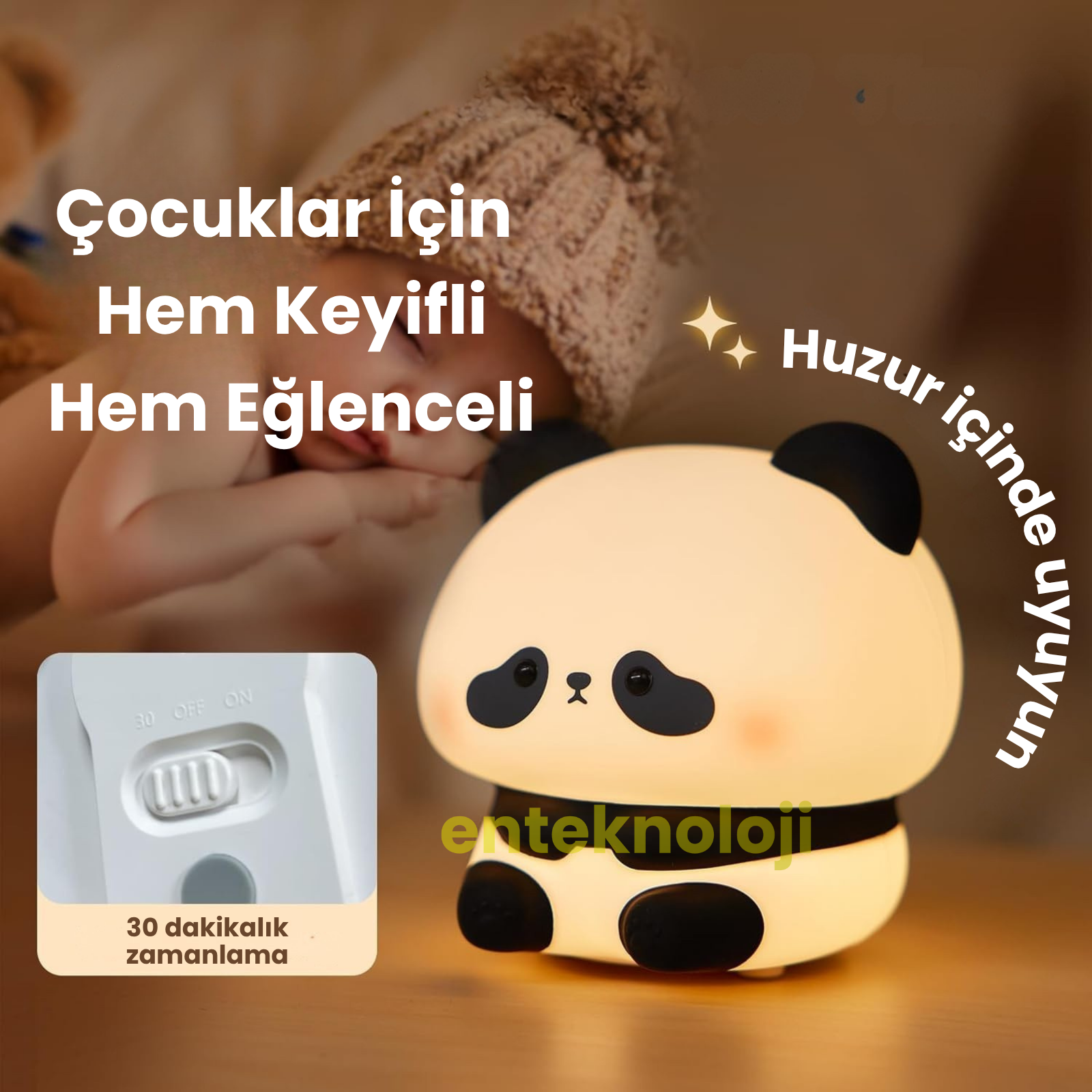Panda Figürlü Gece Lambası