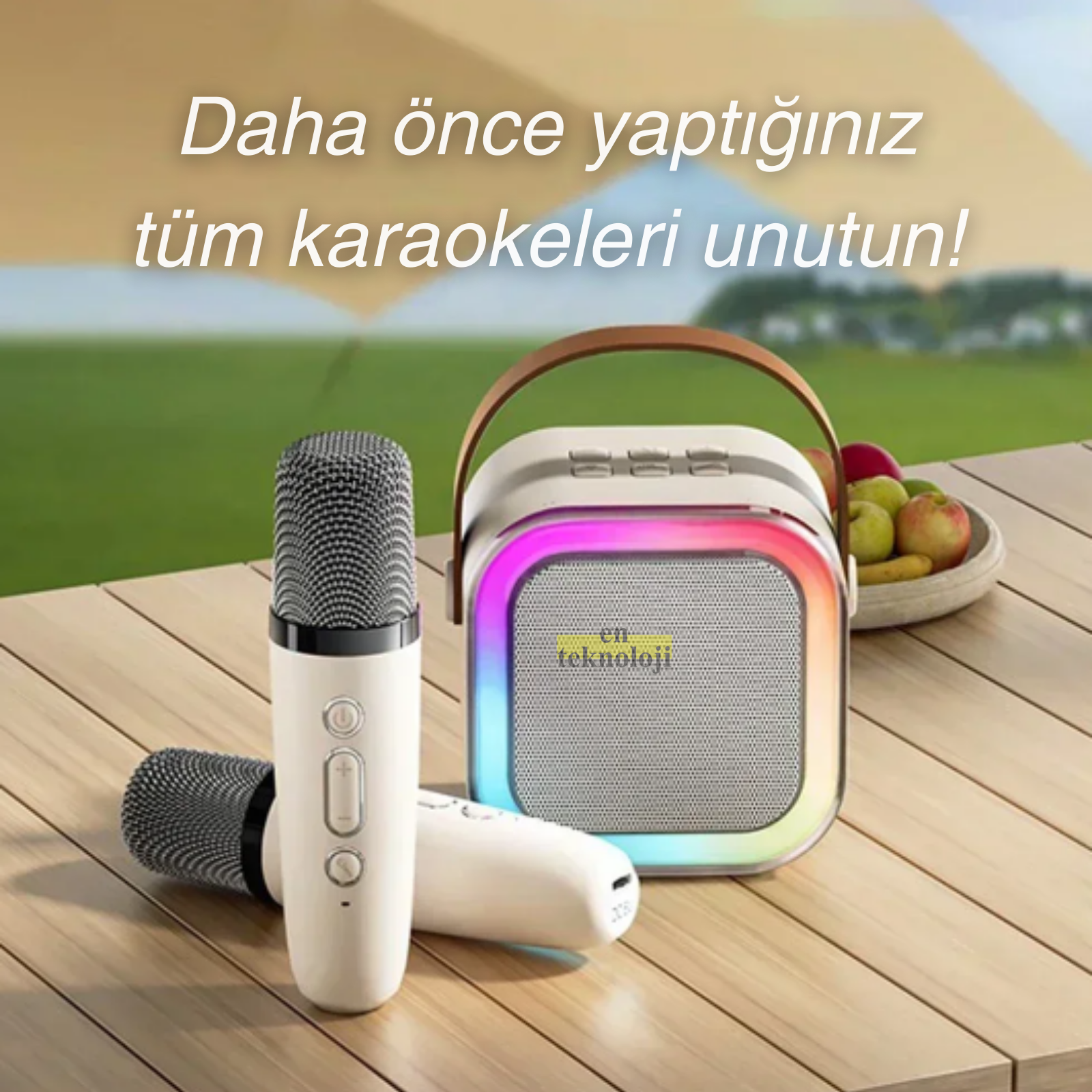 Karaoke Bluetooth Hoparlör Led Işıklı-Mikrofonlu