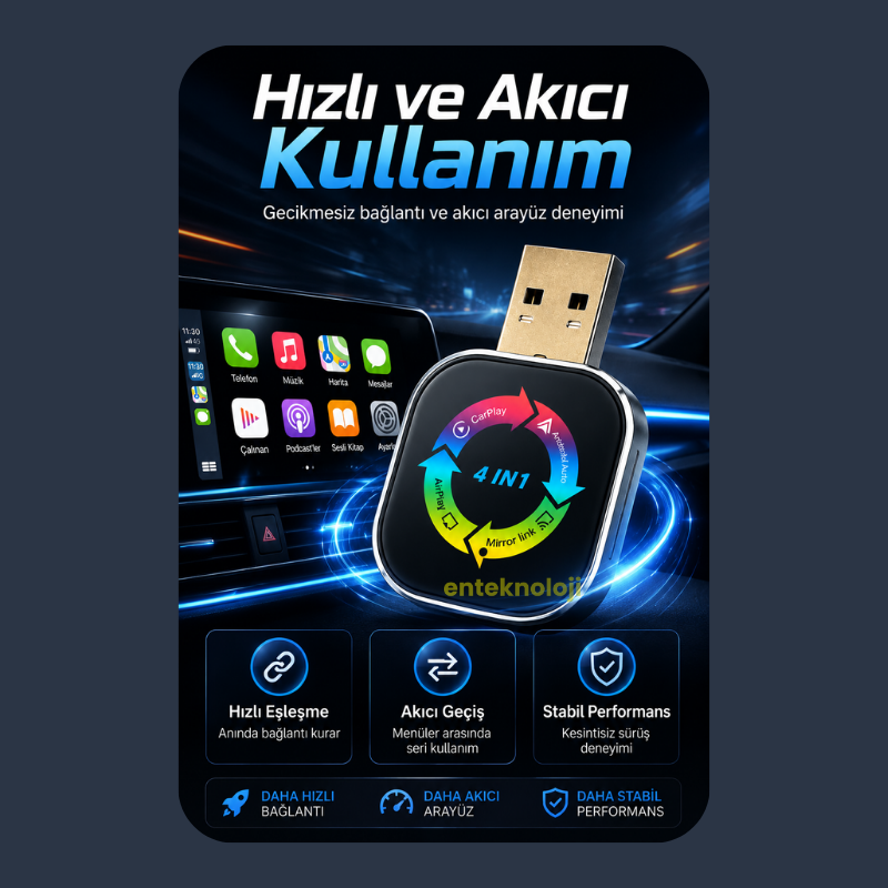 4in1 Kablosuz Carplay Dönüştürücü
