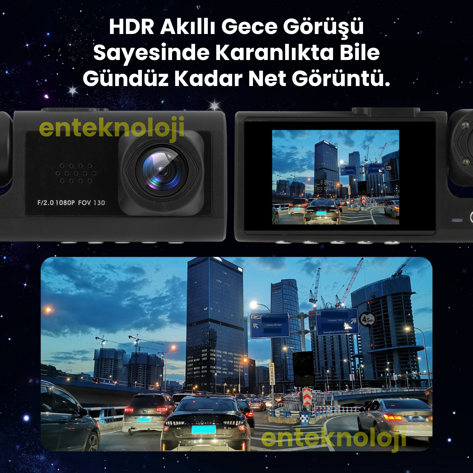 Araç İçi HD Kamera 3 Kameralı C309 (Arka Görüş Kamerası Hediye)