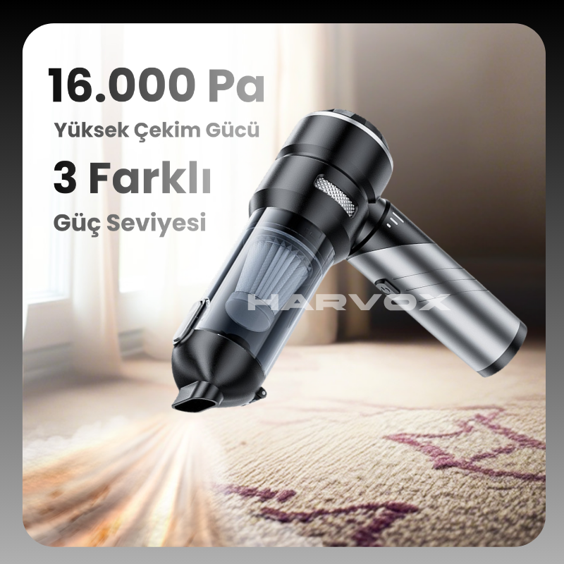 Harvox Araç İçi Süpürgesi HXVC-002 (Gri - Siyah)