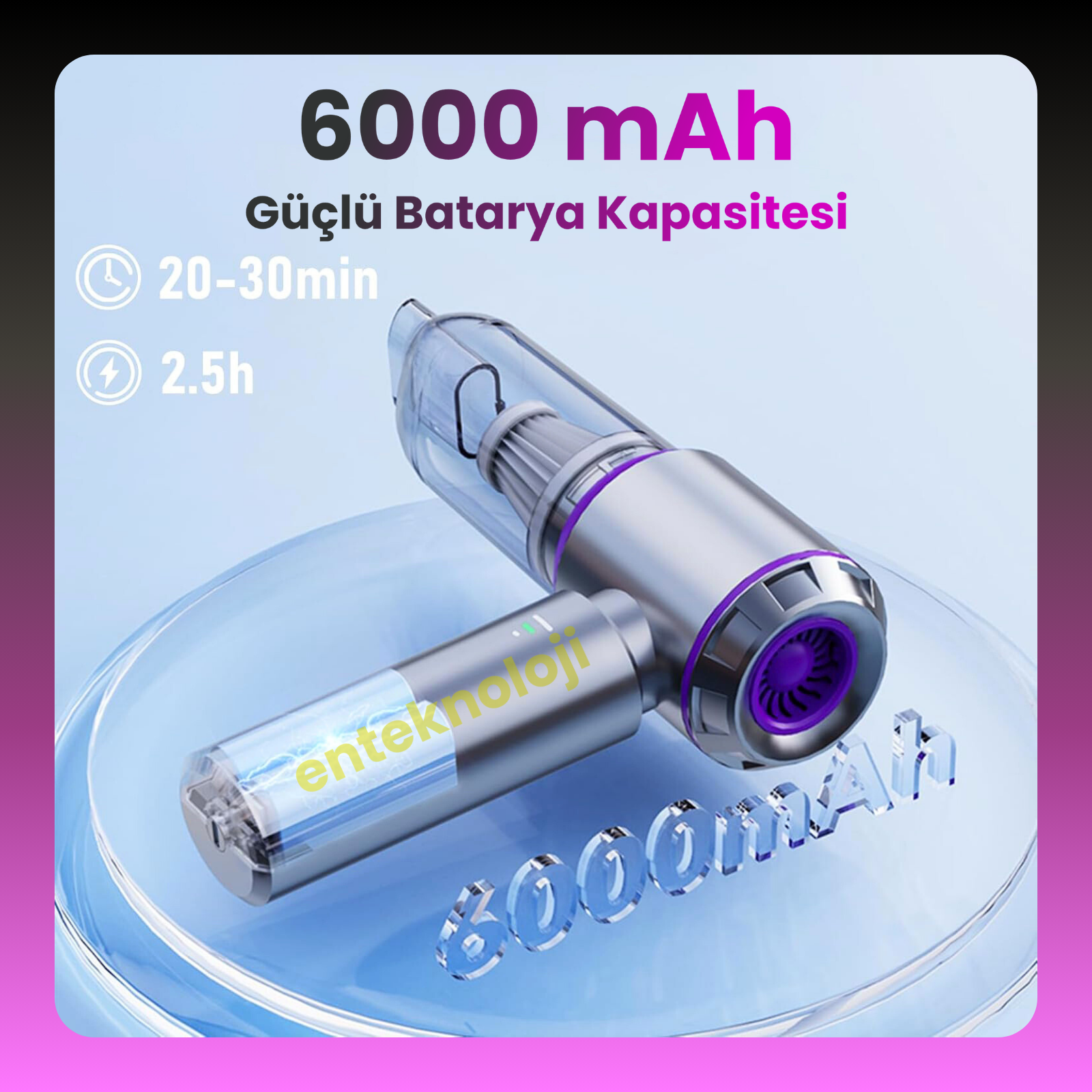 Harvox Araç İçi Süpürgesi (Gri-Mor)