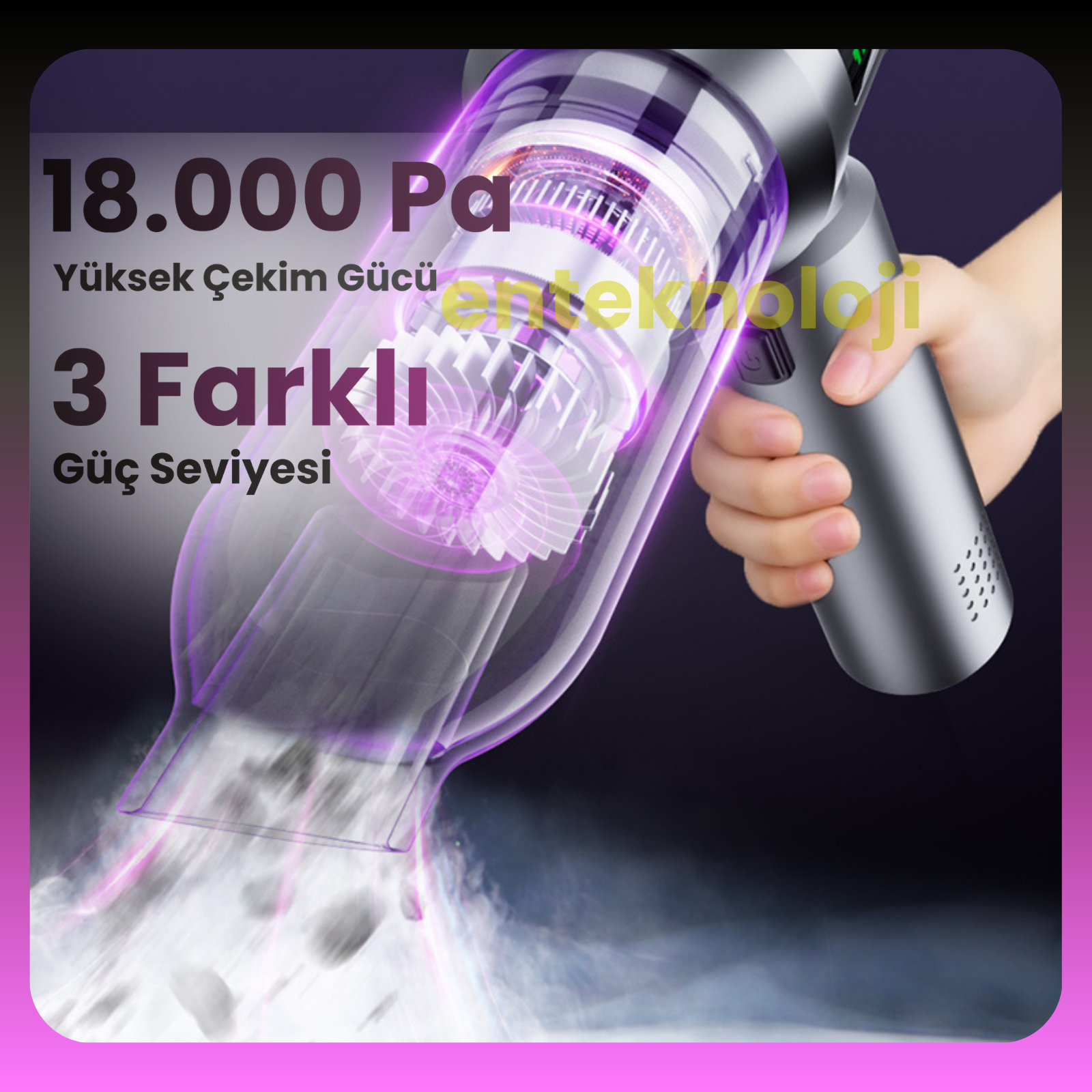 Harvox Araç İçi Süpürgesi HXVC-003 (Gri - Mor)