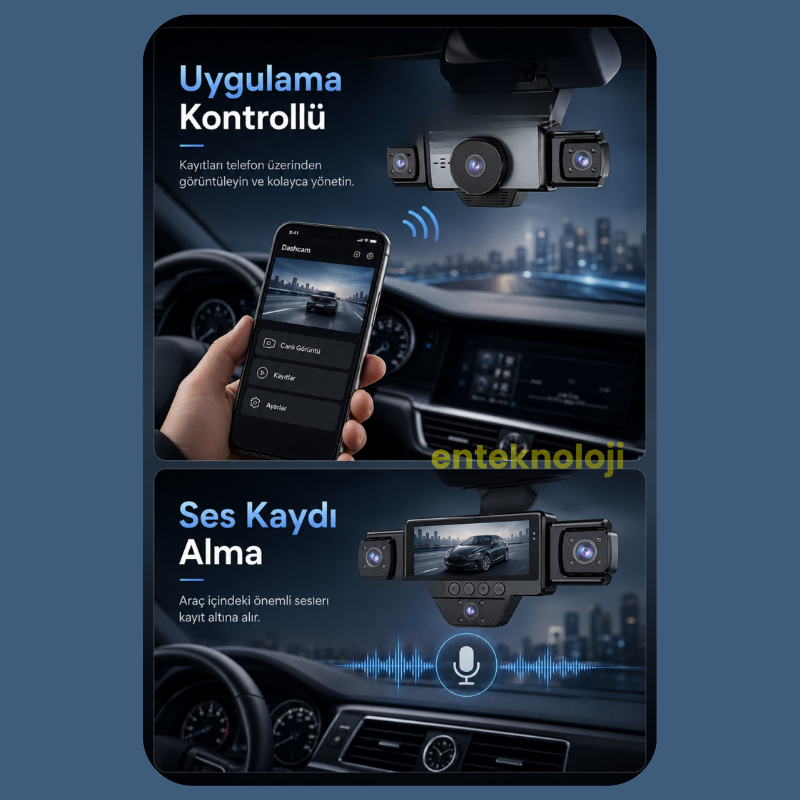Araç İçi HD Kamera 5 Kameralı ( Arka Görüş Kamerası Hediye)