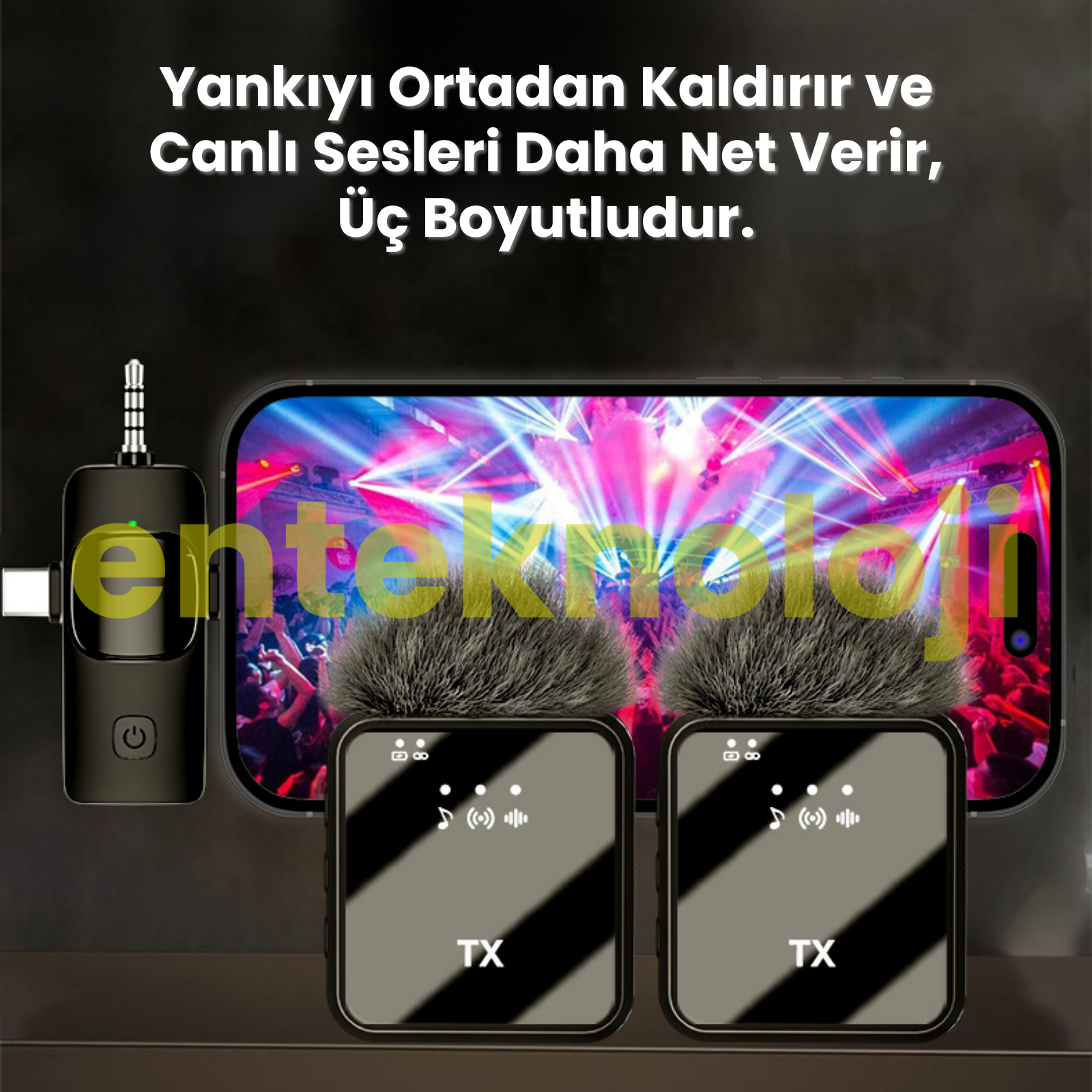 Kablosuz Tüylü Yaka Mikrofonu Wireless Şarj Kutulu F11-2