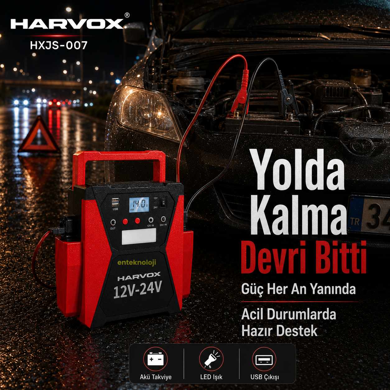 Harvox Akü Takviyeli Hava Kompresörü JS-007