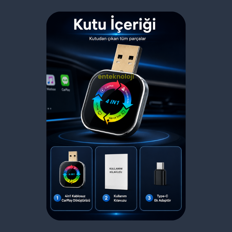 4in1 Kablosuz Carplay Dönüştürücü