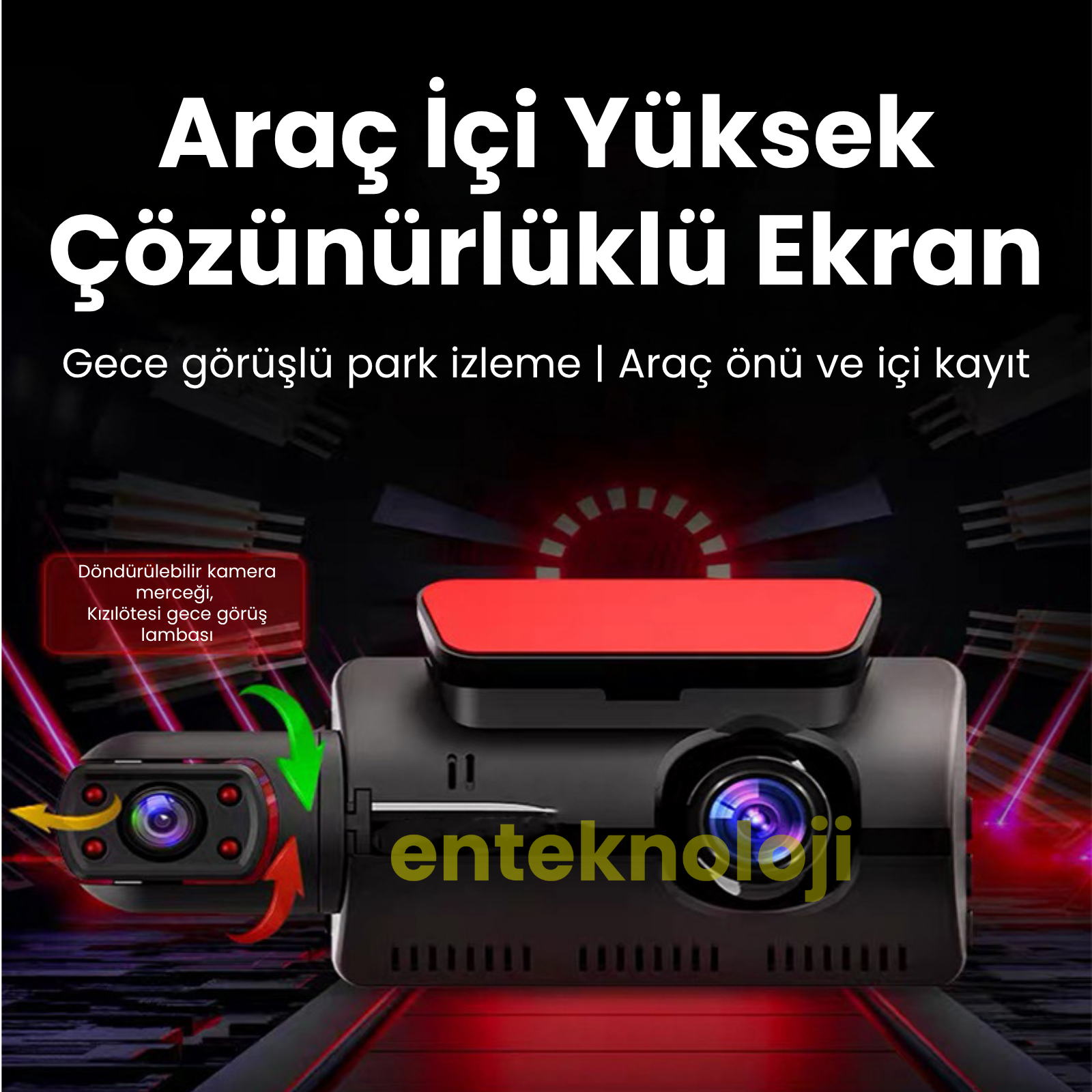 Araç İçi Hd Kamera 2 Kameralı A68