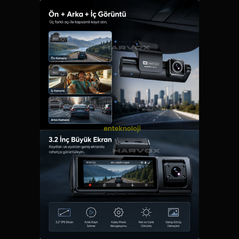 Harvox 4K Max Araç İçi Kamera
