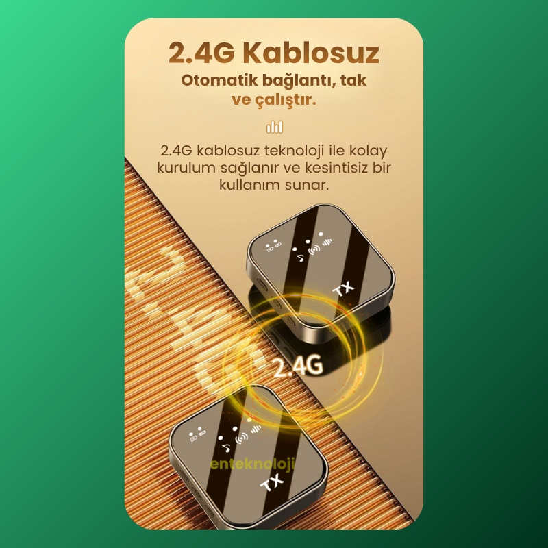 Kablosuz Tüylü Yaka Mikrofonu Wireless Şarj Kutulu F15-2