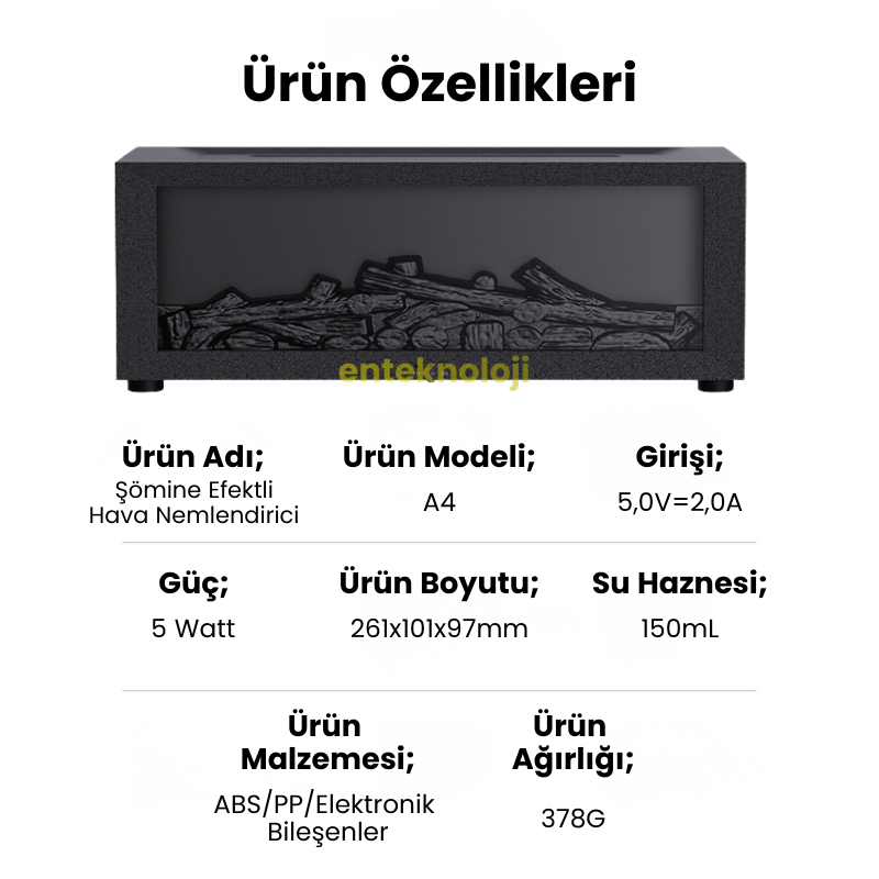 Şömine Efektli Hava Nemlendirici