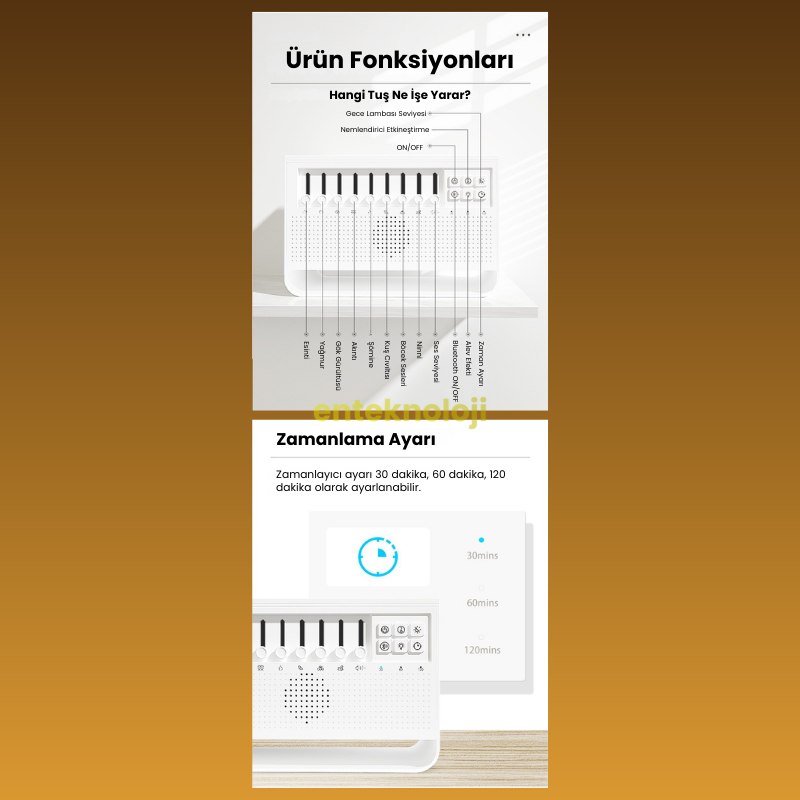 Bluetooth Hoparlörlü Doğa Sesli Hava Nemlendirici
