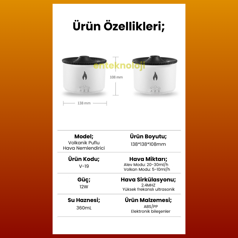 Volkanik Puflu Hava Nemlendirici