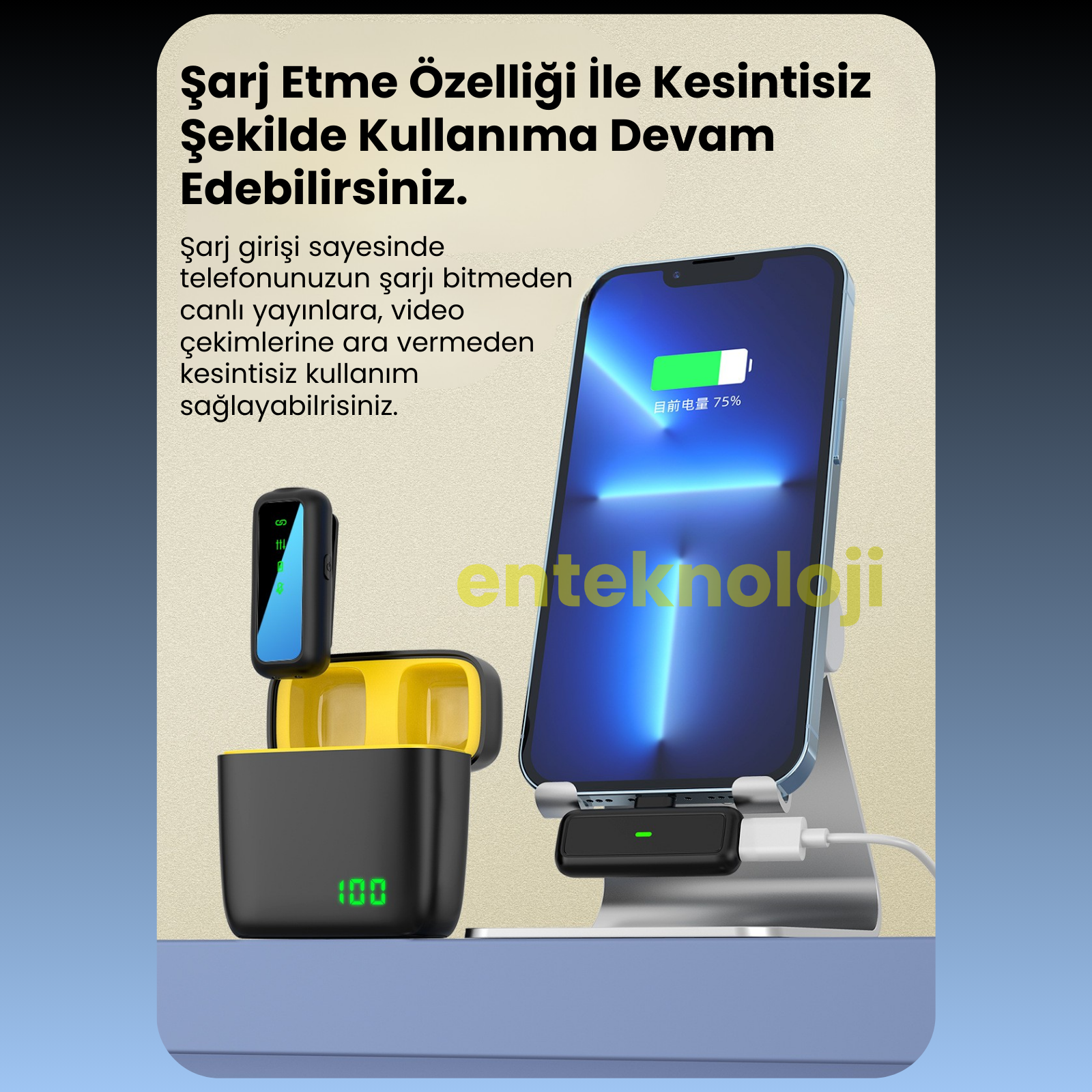 Kablosuz Yaka Mikrofonu Wireless Şarj Kutulu SX-6