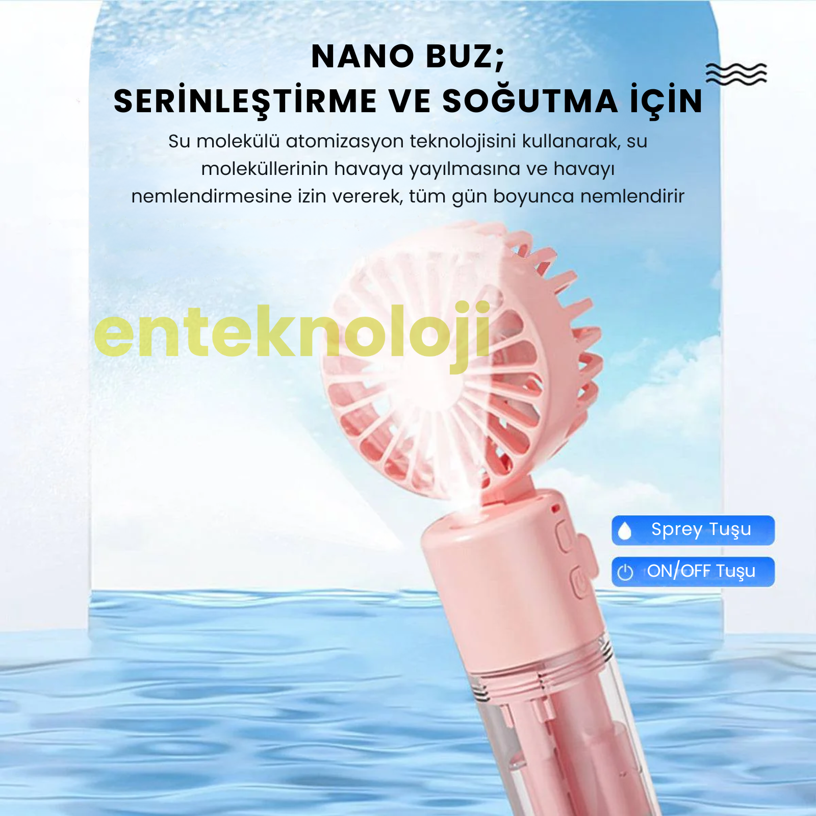 Buhar Üflemeli Mini El Fanı