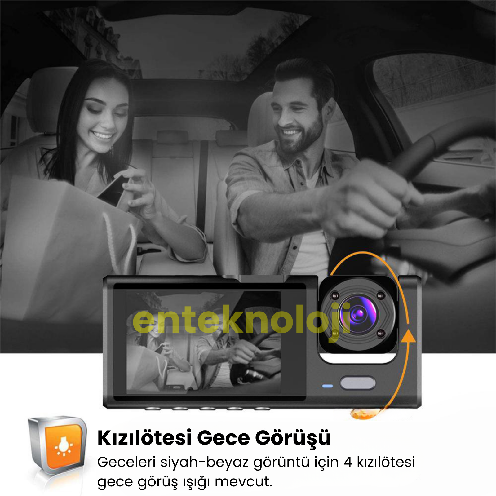 Araç İçi HD Kamera 3 Kameralı C309 (Arka Görüş Kamerası Hediye)