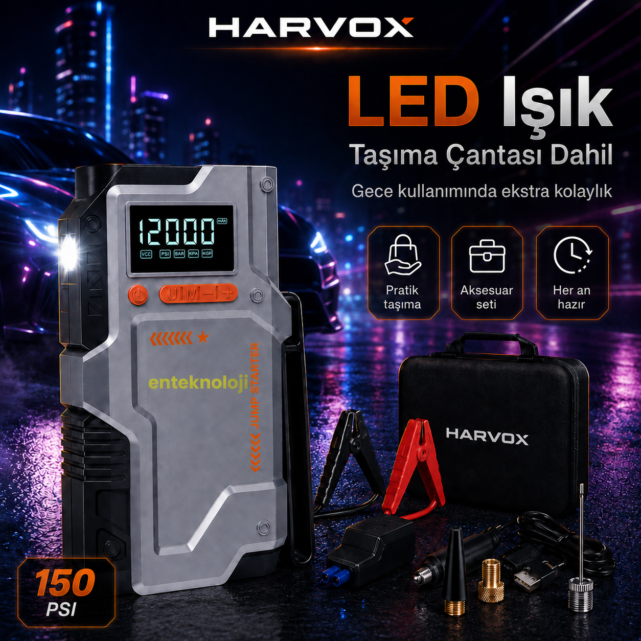 Harvox Akü Takviyeli Hava Kompresörü JS-006