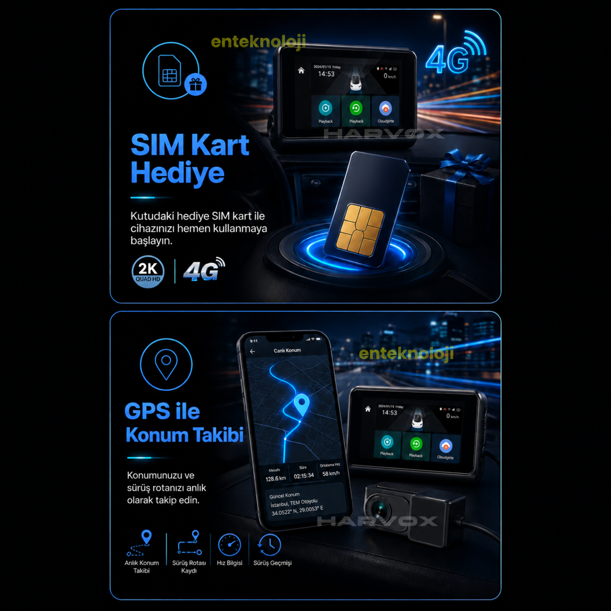 Harvox 2K Max Araç İçi Kamera