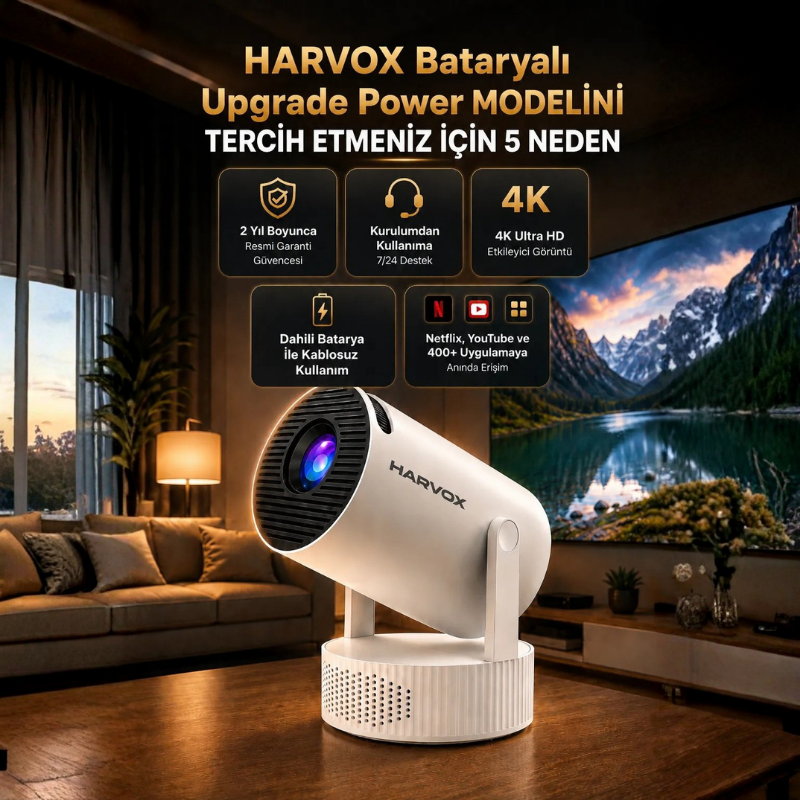 Harvox Bataryalı Upgrade Power+ Projeksiyon Cihazı